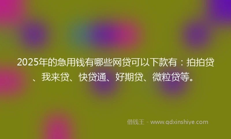 2025年的急用钱有哪些网贷可以下款有：拍拍贷、我来贷、快贷通、好期贷、微粒贷等。