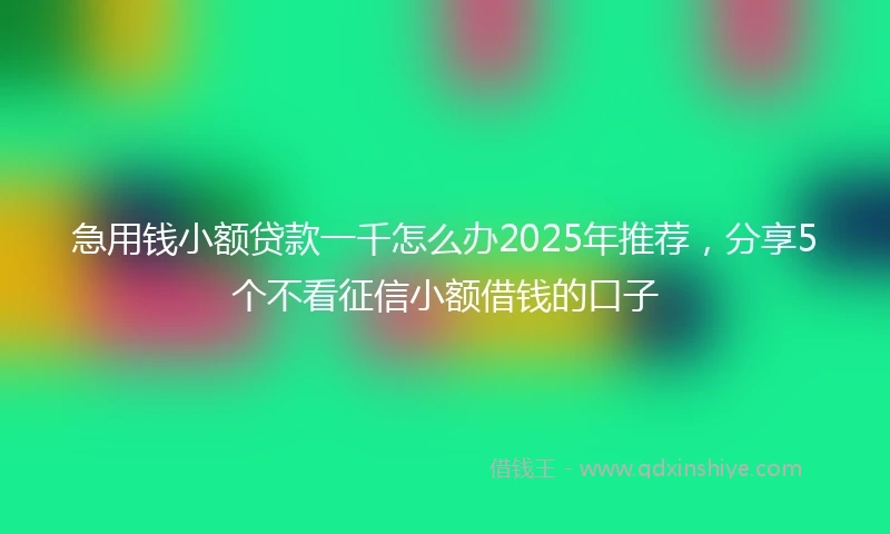急用钱小额贷款一千怎么办2025年推荐，分享5个不看征信小额借钱的口子
