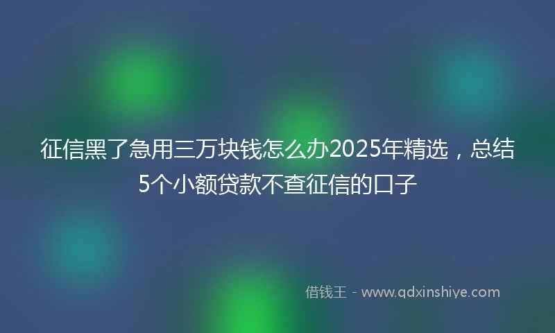 征信黑了急用三万块钱怎么办2025年精选，总结5个小额贷款不查征信的口子