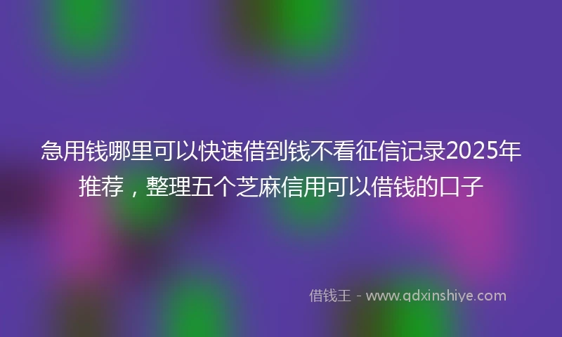 急用钱哪里可以快速借到钱不看征信记录2025年推荐，整理五个芝麻信用可以借钱的口子
