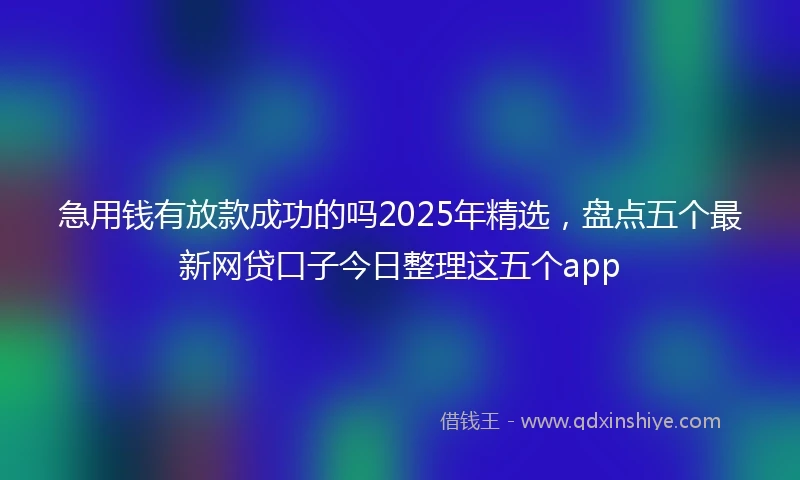 急用钱有放款成功的吗2025年精选，盘点五个最新网贷口子今日整理这五个app
