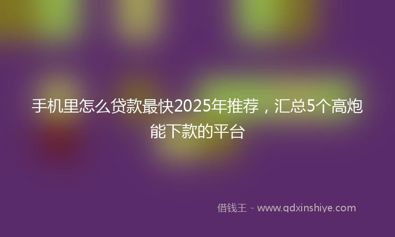 手机里怎么贷款最快2025年推荐，汇总5个高炮能下款的平台