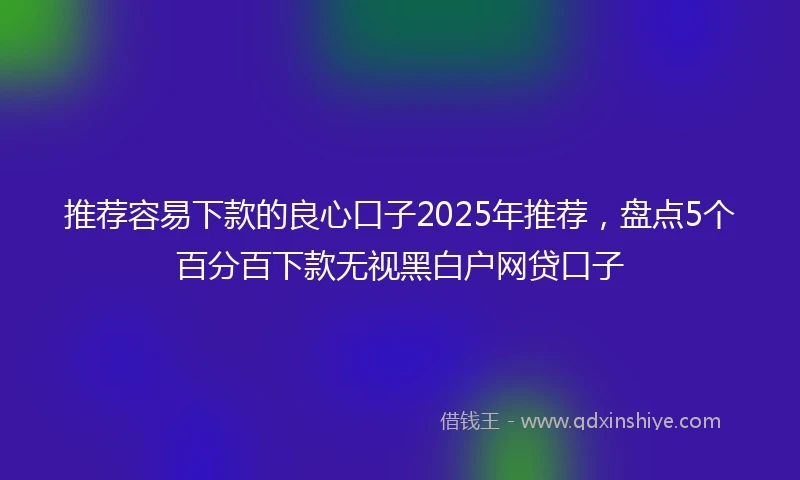 推荐容易下款的良心口子2025年推荐，盘点5个百分百下款无视黑白户网贷口子