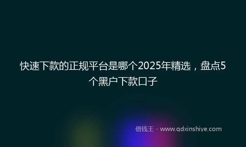 快速下款的正规平台是哪个2025年精选，盘点5个黑户下款口子