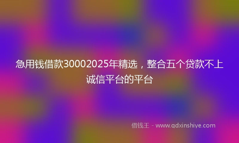 急用钱借款30002025年精选，整合五个贷款不上诚信平台的平台