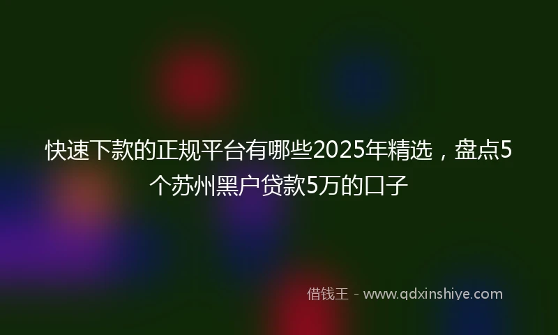 快速下款的正规平台有哪些2025年精选，盘点5个苏州黑户贷款5万的口子