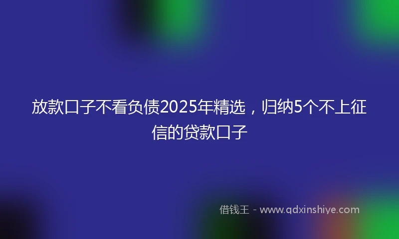 放款口子不看负债2025年精选，归纳5个不上征信的贷款口子