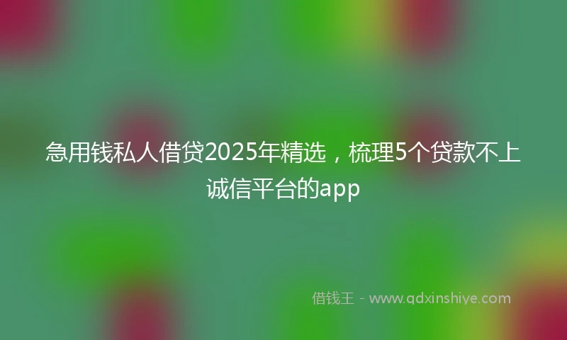 急用钱私人借贷2025年精选，梳理5个贷款不上诚信平台的app