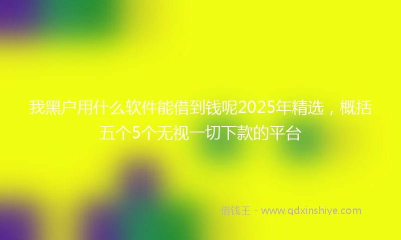 我黑户用什么软件能借到钱呢2025年精选，概括五个5个无视一切下款的平台