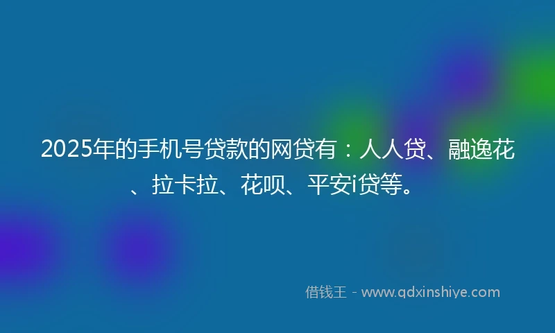 2025年的手机号贷款的网贷有：人人贷、融逸花、拉卡拉、花呗、平安i贷等。