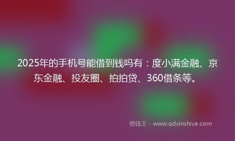 2025年的手机号能借到钱吗有：度小满金融、京东金融、投友圈、拍拍贷、360借条等。