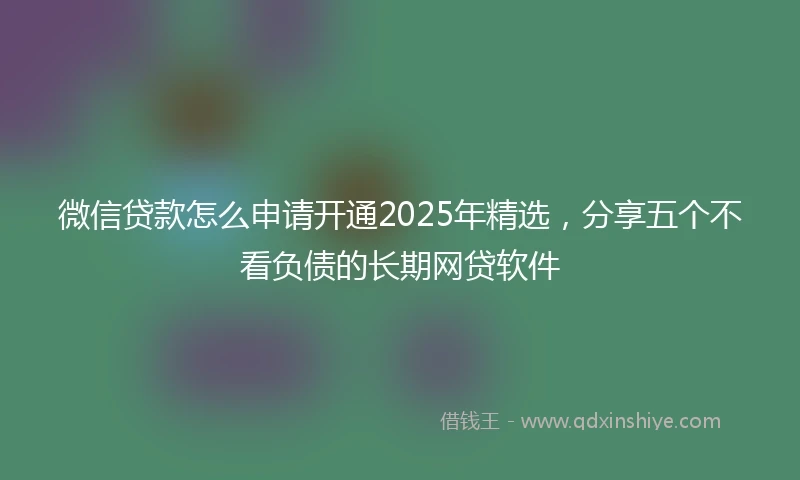 微信贷款怎么申请开通2025年精选，分享五个不看负债的长期网贷软件