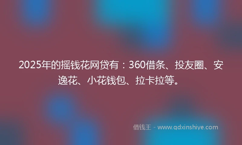 2025年的摇钱花网贷有：360借条、投友圈、安逸花、小花钱包、拉卡拉等。