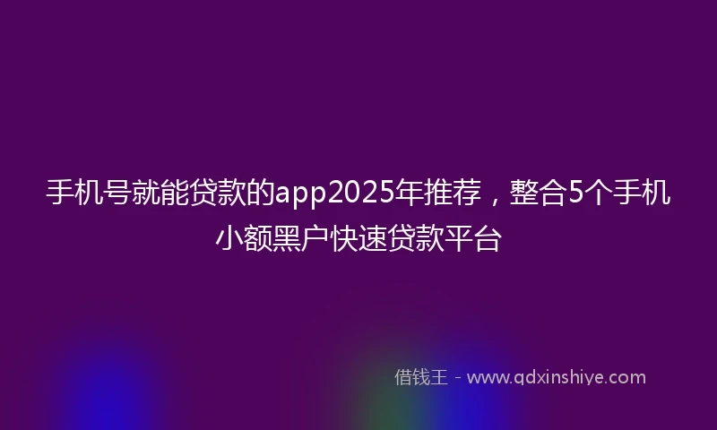 手机号就能贷款的app2025年推荐，整合5个手机小额黑户快速贷款平台