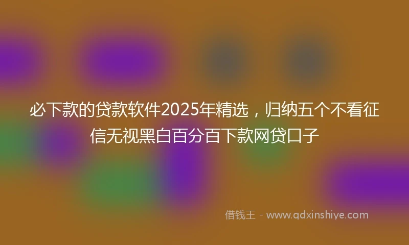 必下款的贷款软件2025年精选，归纳五个不看征信无视黑白百分百下款网贷口子