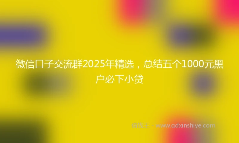 微信口子交流群2025年精选，总结五个1000元黑户必下小贷