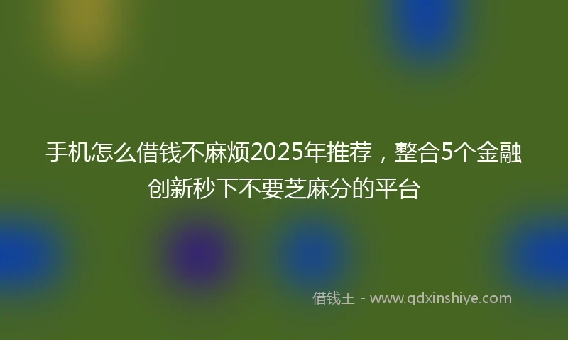 手机怎么借钱不麻烦2025年推荐，整合5个金融创新秒下不要芝麻分的平台