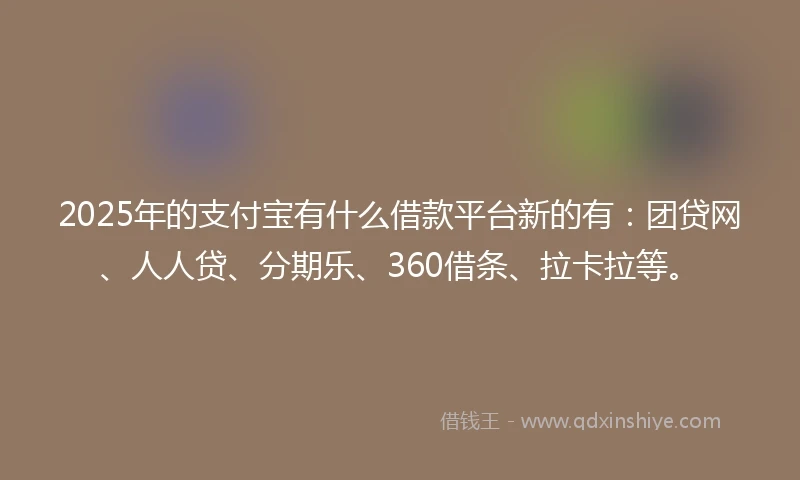 2025年的支付宝有什么借款平台新的有：团贷网、人人贷、分期乐、360借条、拉卡拉等。