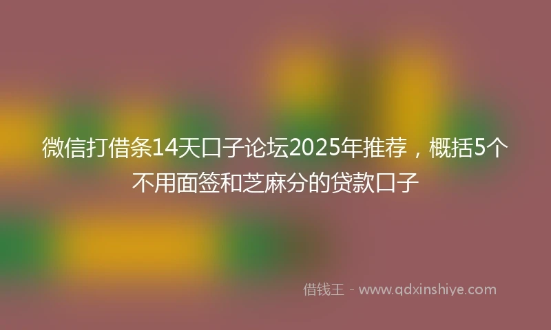 微信打借条14天口子论坛2025年推荐，概括5个不用面签和芝麻分的贷款口子
