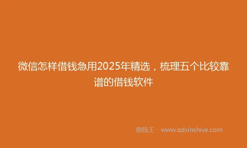 微信怎样借钱急用2025年精选，梳理五个比较靠谱的借钱软件