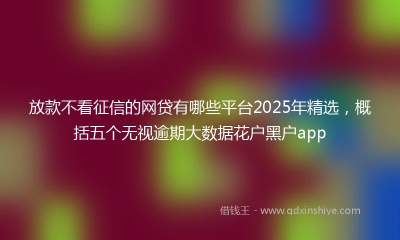 放款不看征信的网贷有哪些平台2025年精选，概括五个无视逾期大数据花户黑户app