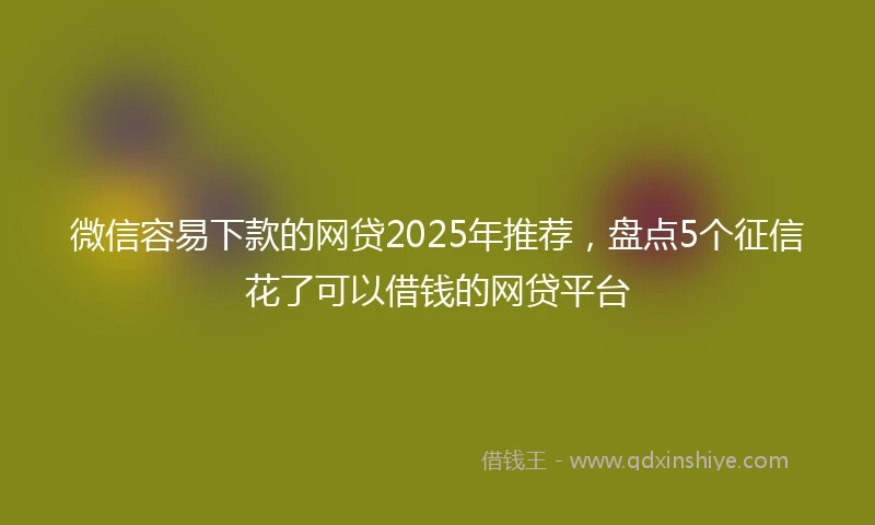 微信容易下款的网贷2025年推荐，盘点5个征信花了可以借钱的网贷平台