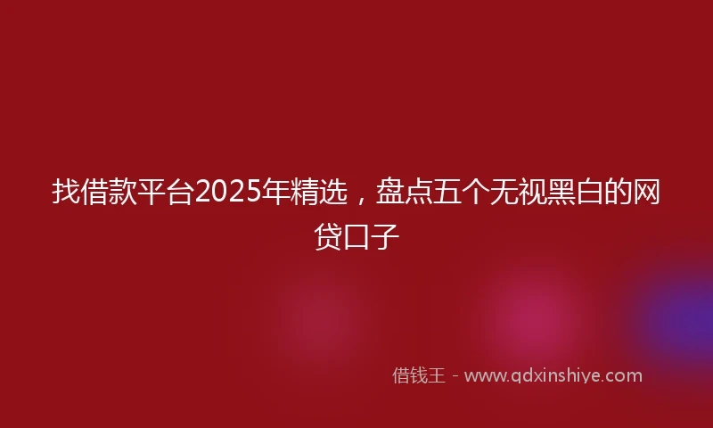 找借款平台2025年精选，盘点五个无视黑白的网贷口子