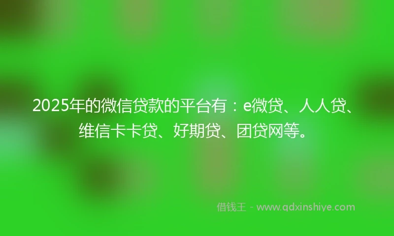 2025年的微信贷款的平台有：e微贷、人人贷、维信卡卡贷、好期贷、团贷网等。