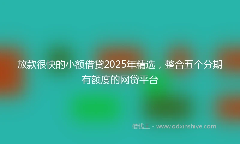 放款很快的小额借贷2025年精选，整合五个分期有额度的网贷平台