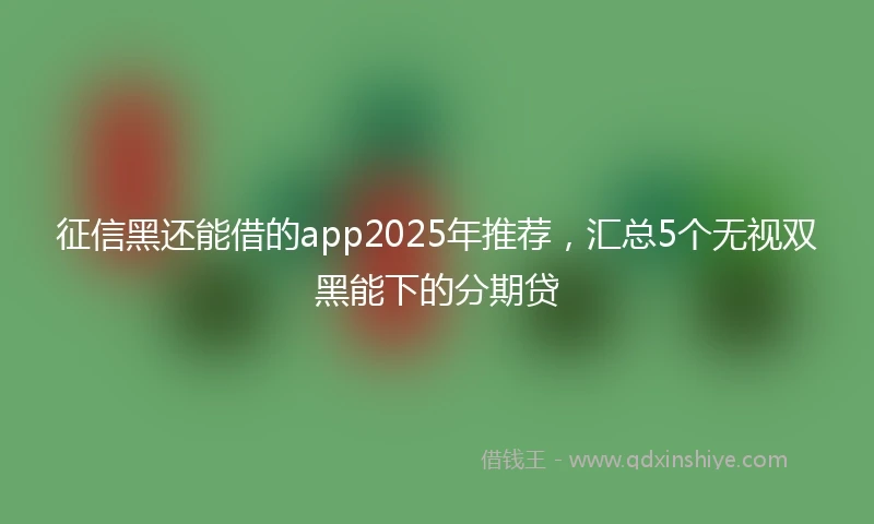 征信黑还能借的app2025年推荐，汇总5个无视双黑能下的分期贷