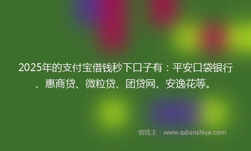 2025年的支付宝借钱秒下口子有：平安口袋银行、惠商贷、微粒贷、团贷网、安逸花等。