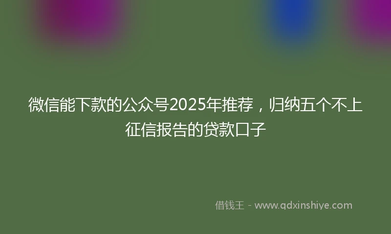 微信能下款的公众号2025年推荐，归纳五个不上征信报告的贷款口子