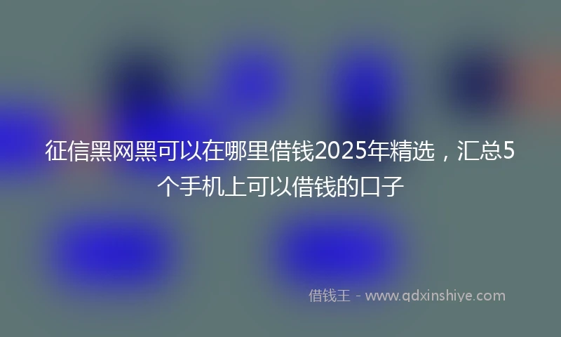 征信黑网黑可以在哪里借钱2025年精选,汇总5个手机上可以借钱的口子