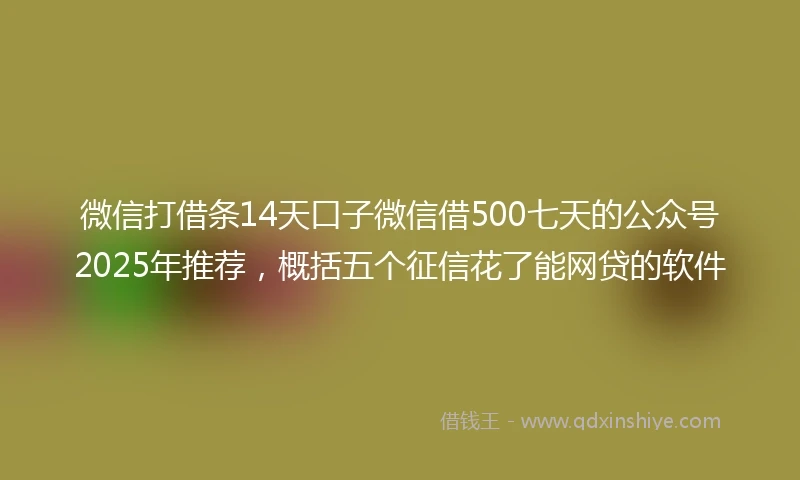 微信打借条14天口子微信借500七天的公众号2025年推荐,概括五个征信花了能网贷的软件