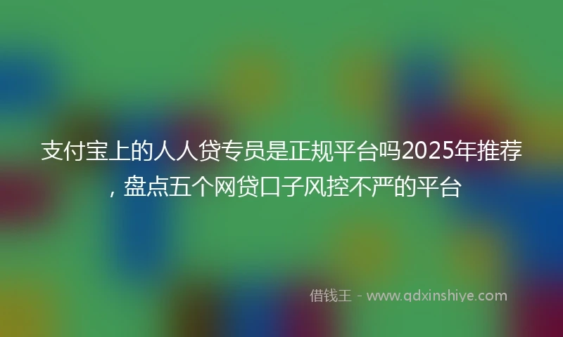 支付宝上的人人贷专员是正规平台吗2025年推荐，盘点五个网贷口子风控不严的平台