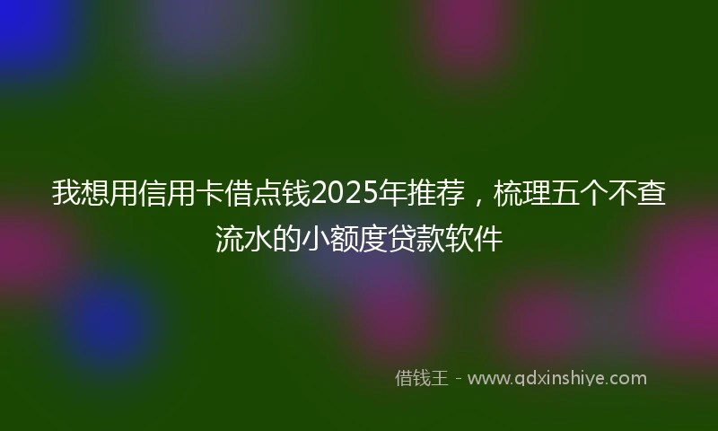 我想用信用卡借点钱2025年推荐，梳理五个不查流水的小额度贷款软件
