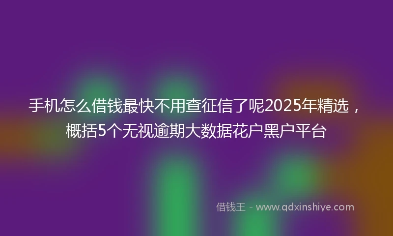 手机怎么借钱最快不用查征信了呢2025年精选，概括5个无视逾期大数据花户黑户平台
