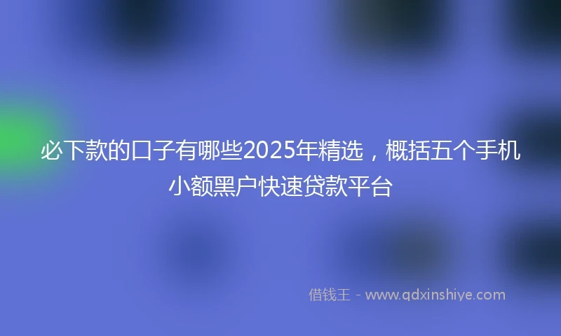 必下款的口子有哪些2025年精选，概括五个手机小额黑户快速贷款平台