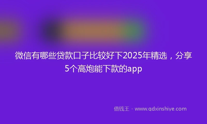 微信有哪些贷款口子比较好下2025年精选，分享5个高炮能下款的app