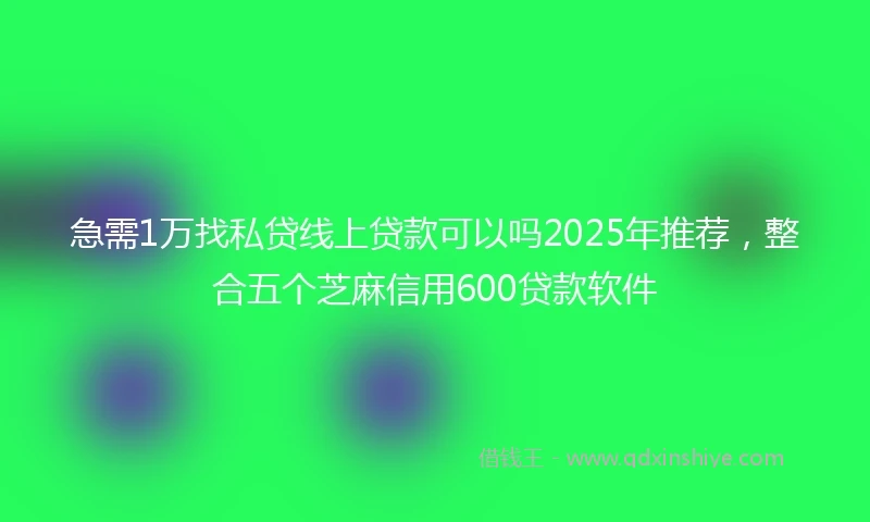 急需1万找私贷线上贷款可以吗2025年推荐，整合五个芝麻信用600贷款软件