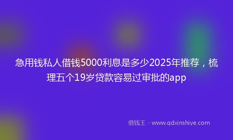 急用钱私人借钱5000利息是多少2025年推荐，梳理五个19岁贷款容易过审批的app