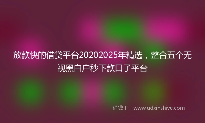放款快的借贷平台20202025年精选，整合五个无视黑白户秒下款口子平台
