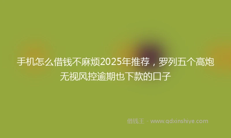 手机怎么借钱不麻烦2025年推荐,罗列五个高炮无视风控逾期也下款的口子