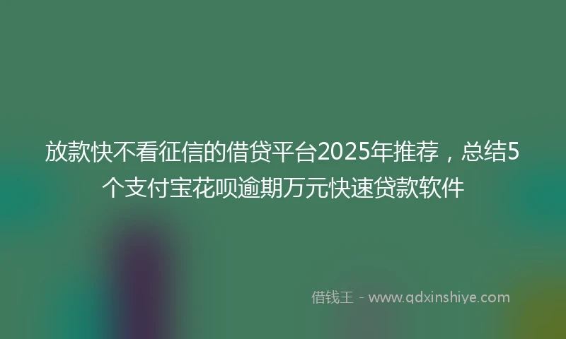 放款快不看征信的借贷平台2025年推荐，总结5个支付宝花呗逾期万元快速贷款软件