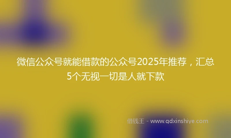 微信公众号就能借款的公众号2025年推荐，汇总5个无视一切是人就下款