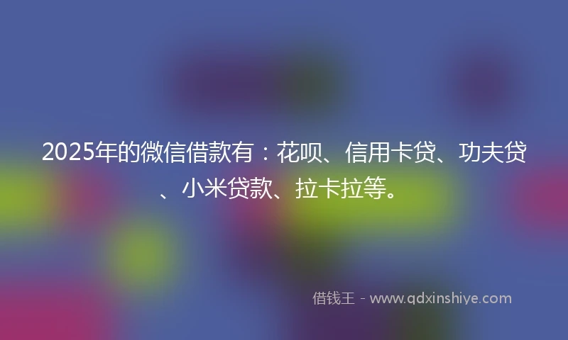 2025年的微信借款有：花呗、信用卡贷、功夫贷、小米贷款、拉卡拉等。