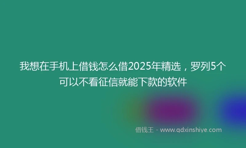 我想在手机上借钱怎么借2025年精选，罗列5个可以不看征信就能下款的软件
