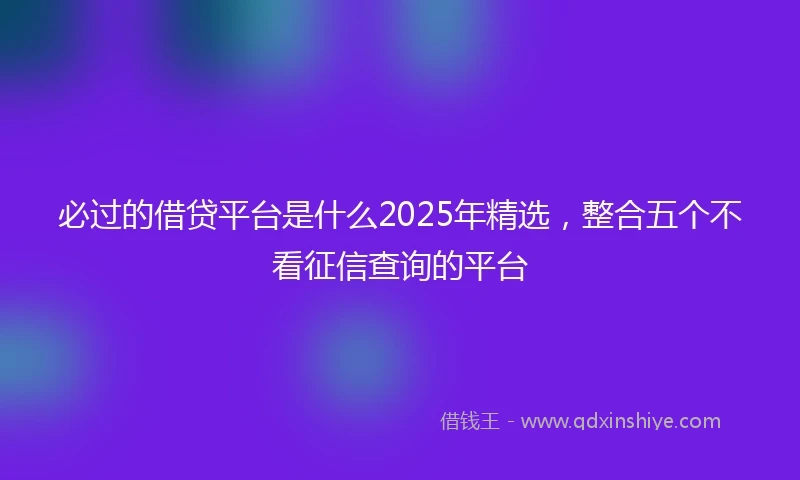 必过的借贷平台是什么2025年精选，整合五个不看征信查询的平台