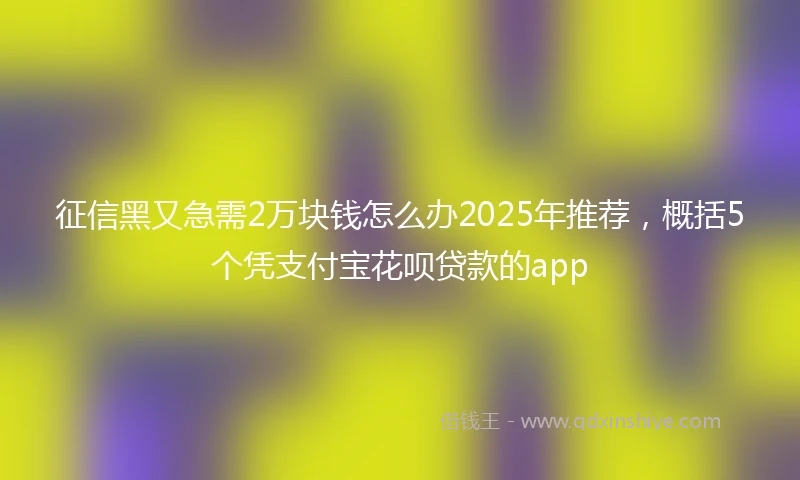 征信黑又急需2万块钱怎么办2025年推荐，概括5个凭支付宝花呗贷款的app
