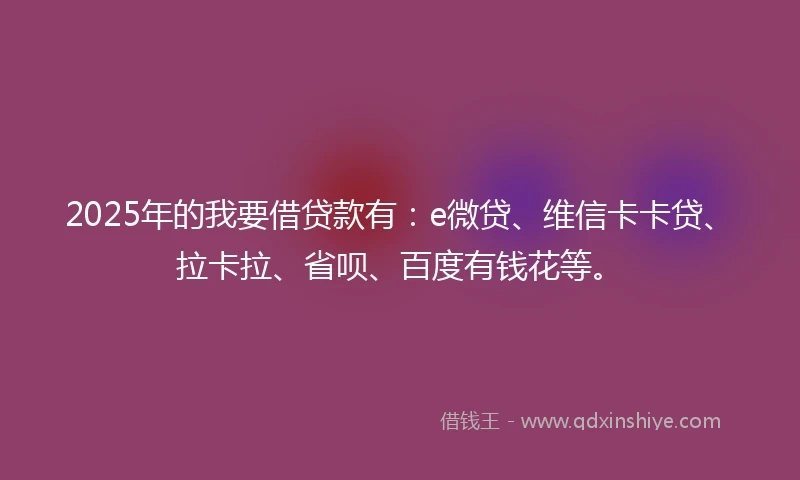 2025年的我要借贷款有：e微贷、维信卡卡贷、拉卡拉、省呗、百度有钱花等。